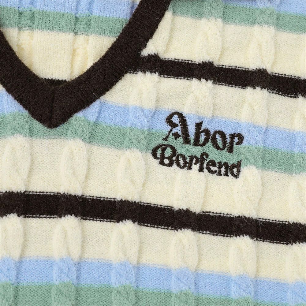 Vintage Men's casual loose striped lapel long-sleeved sweater Size US L / EU 52-54 / 3 - 4 Thumbnail