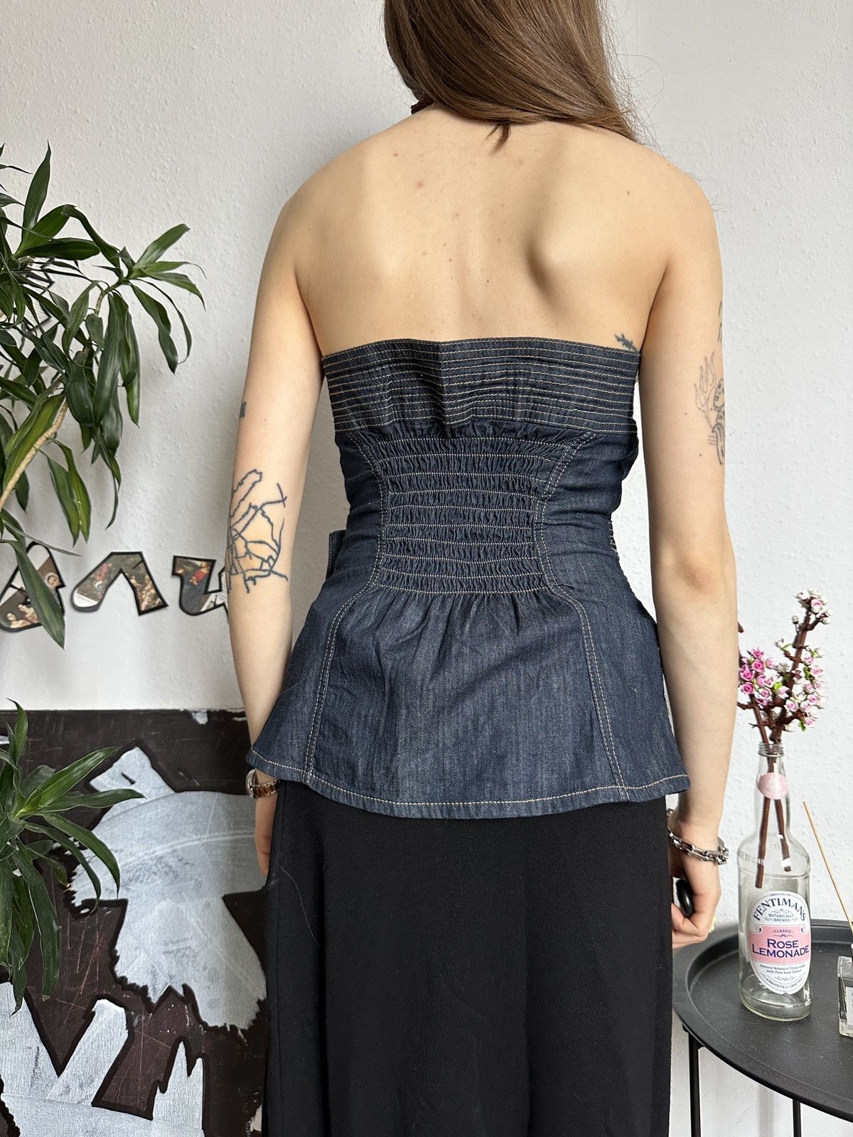 Japanese Brand Denim Button Up Bustier Belted Buckle Sexy Top Size XS / US 0-2 / IT 36-38 - 3 Thumbnail