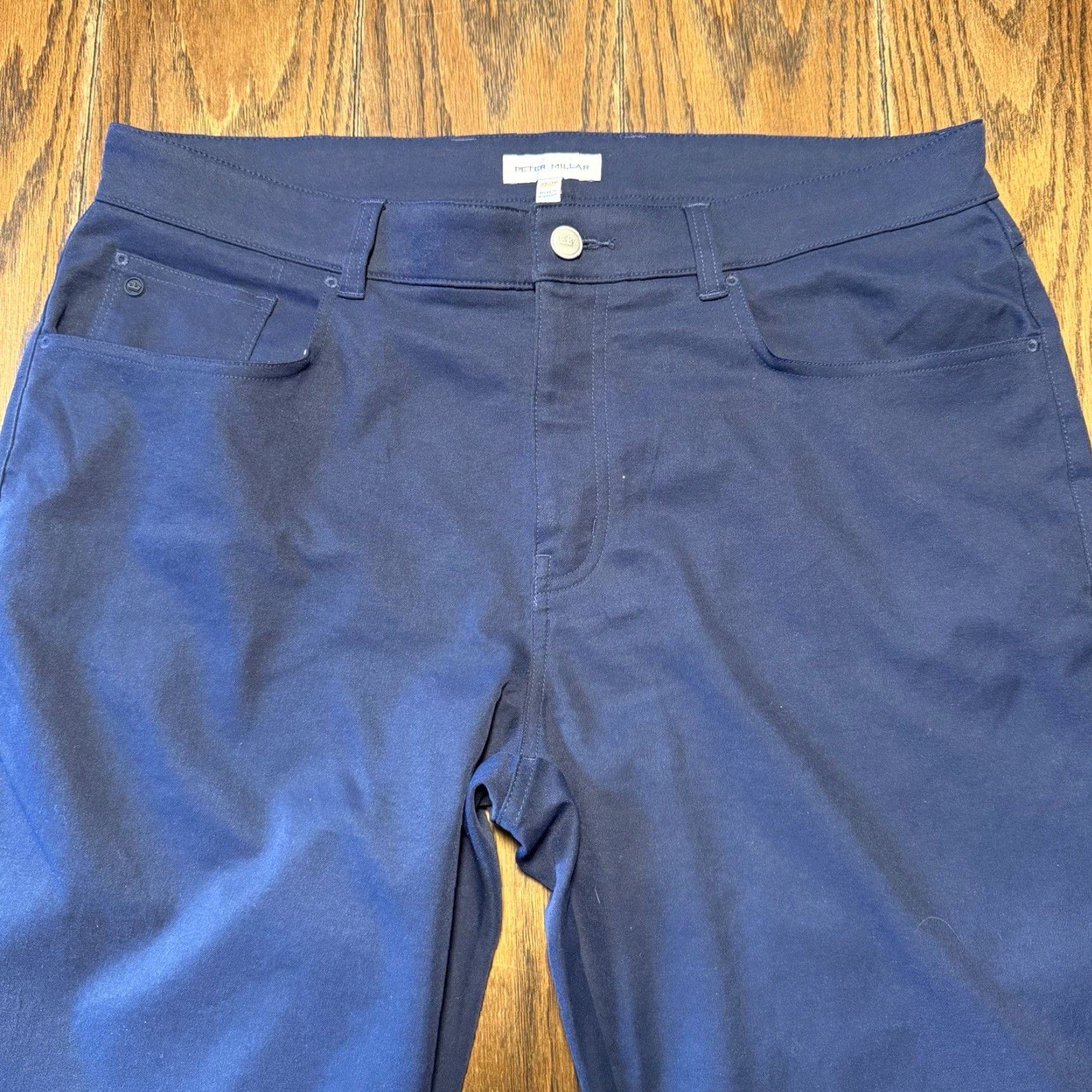 Peter Millar Peter Millar Crown Sport Mens Chino Golf Pants Straight Leg Flat Front Blue 35x30 Regular Menswear Golf Size US 35 - 3 Thumbnail
