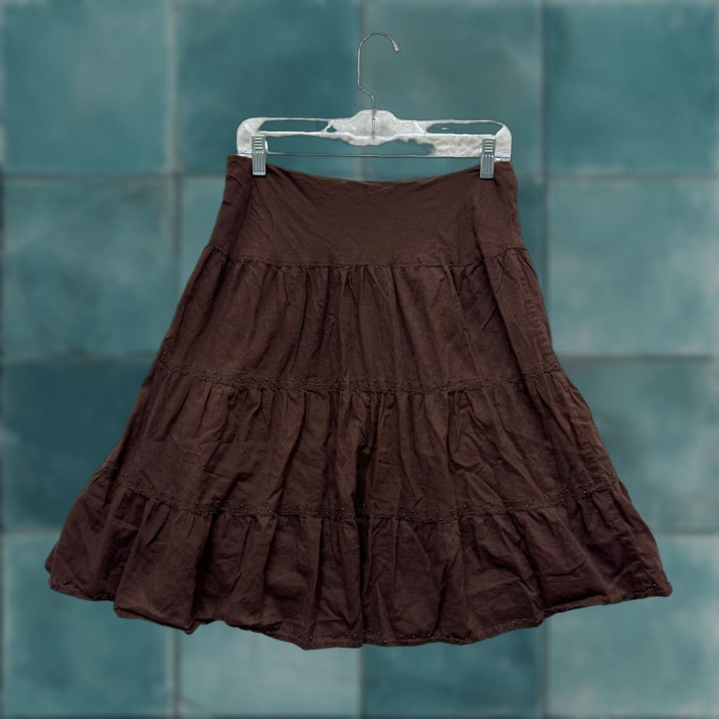 Jones New York VINTAGE Jones New York Y2K Prairie Midi Skirt 6 Medium Brown Boho Fairy Grunge Whimsigoth Womens Size 28" / US 6 / IT 42 - 1 Thumbnail
