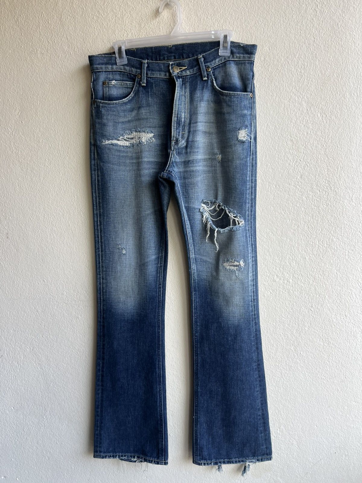 Lee Distressed Mud Denim Lee Riders Limited Edition Flare Jeans Size US 31 - 2 Thumbnail