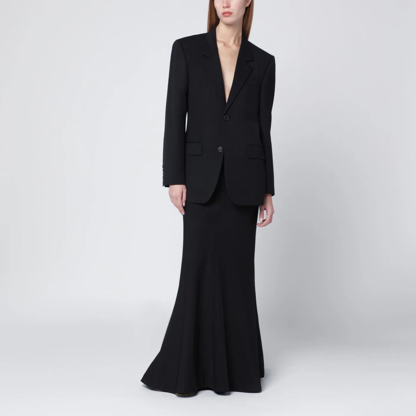 Balenciaga o1d2blof0426 Long Wool Skirt in Black Size 26" / US 2 / IT 38 - 2 Thumbnail