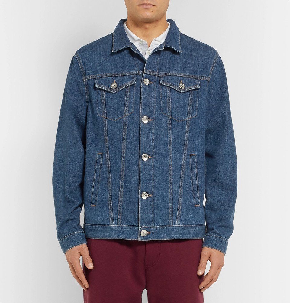Brunello Cucinelli o1gr1nt0525 Denim Jacket in Medium Blue Size US M / EU 48-50 / 2 - 2 Thumbnail