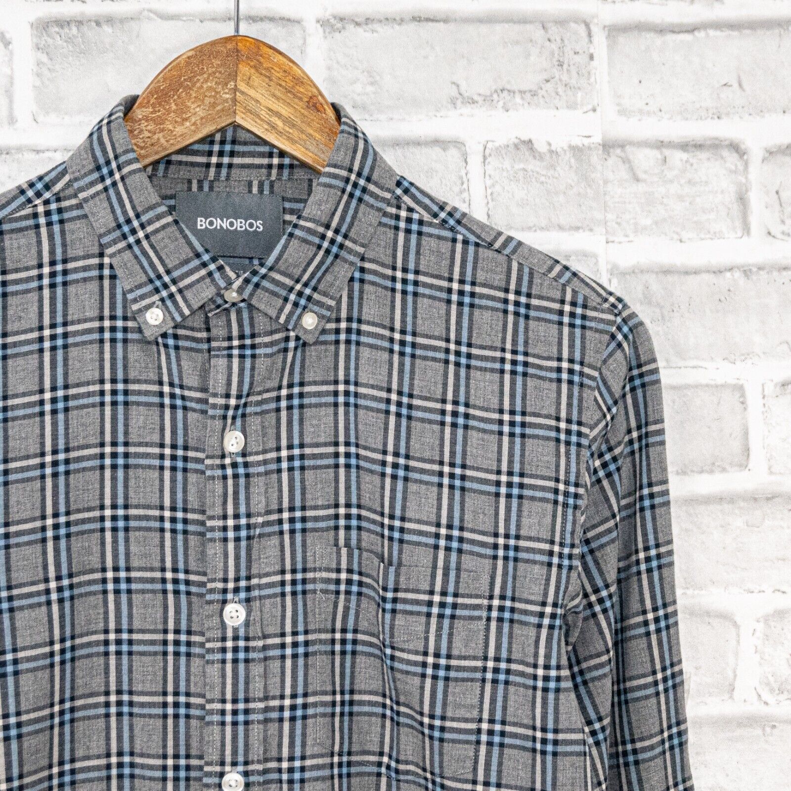 Bonobos BONOBOS Men's Slim Fit Button Down Shirt Gray Plaid Cotton Size US XS / EU 42 / 0 - 1 Thumbnail