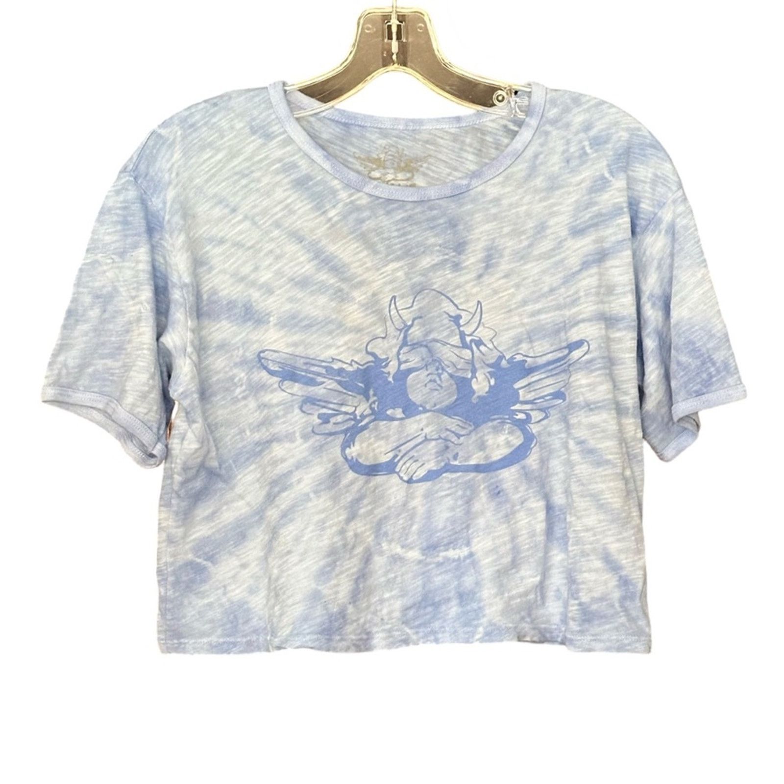 Boys Lie NWOT Boys Lie Sky Blue Bleach Tie Dye Crop T With Logo Size L / US 10 / IT 46 - 1 Thumbnail