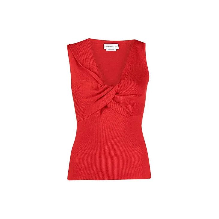 Alexander McQueen o1y0325 Evening Top in Red Size L / US 10 / IT 46 - 1 Thumbnail