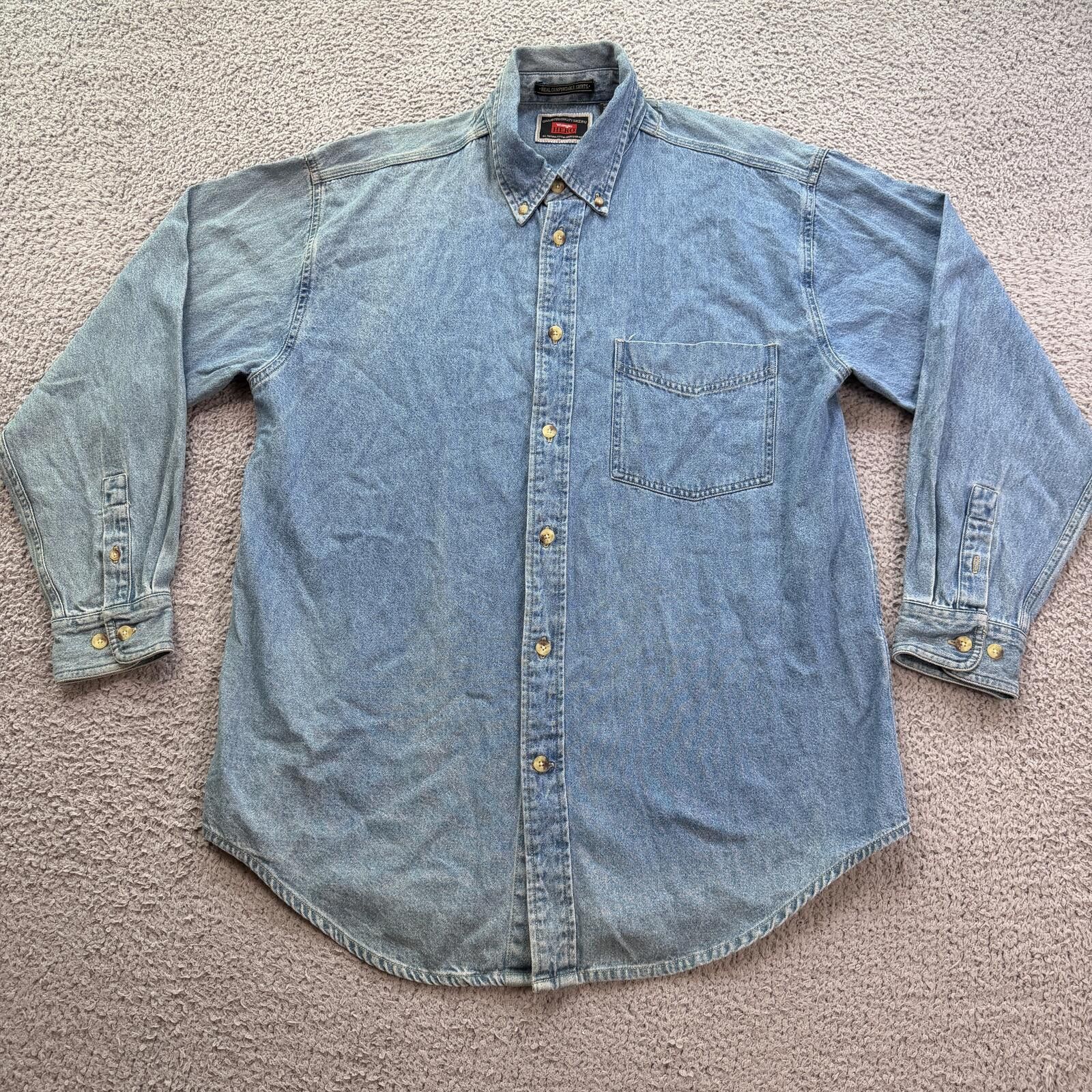 Wrangler Vintage 90s Wrangler Hero Denim Button Up Shirt XL Faded Size US XL / EU 56 / 4 - 1 Thumbnail