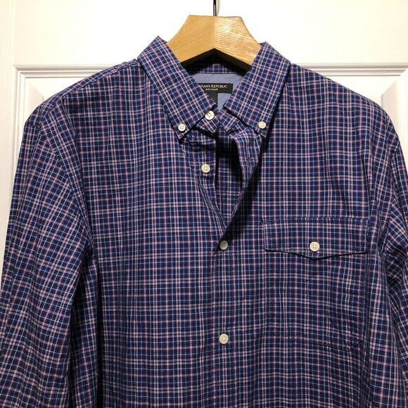 Banana Republic banana Republic men's purple cotton casual shirt size: XL Size US XL / EU 56 / 4 - 2 Thumbnail