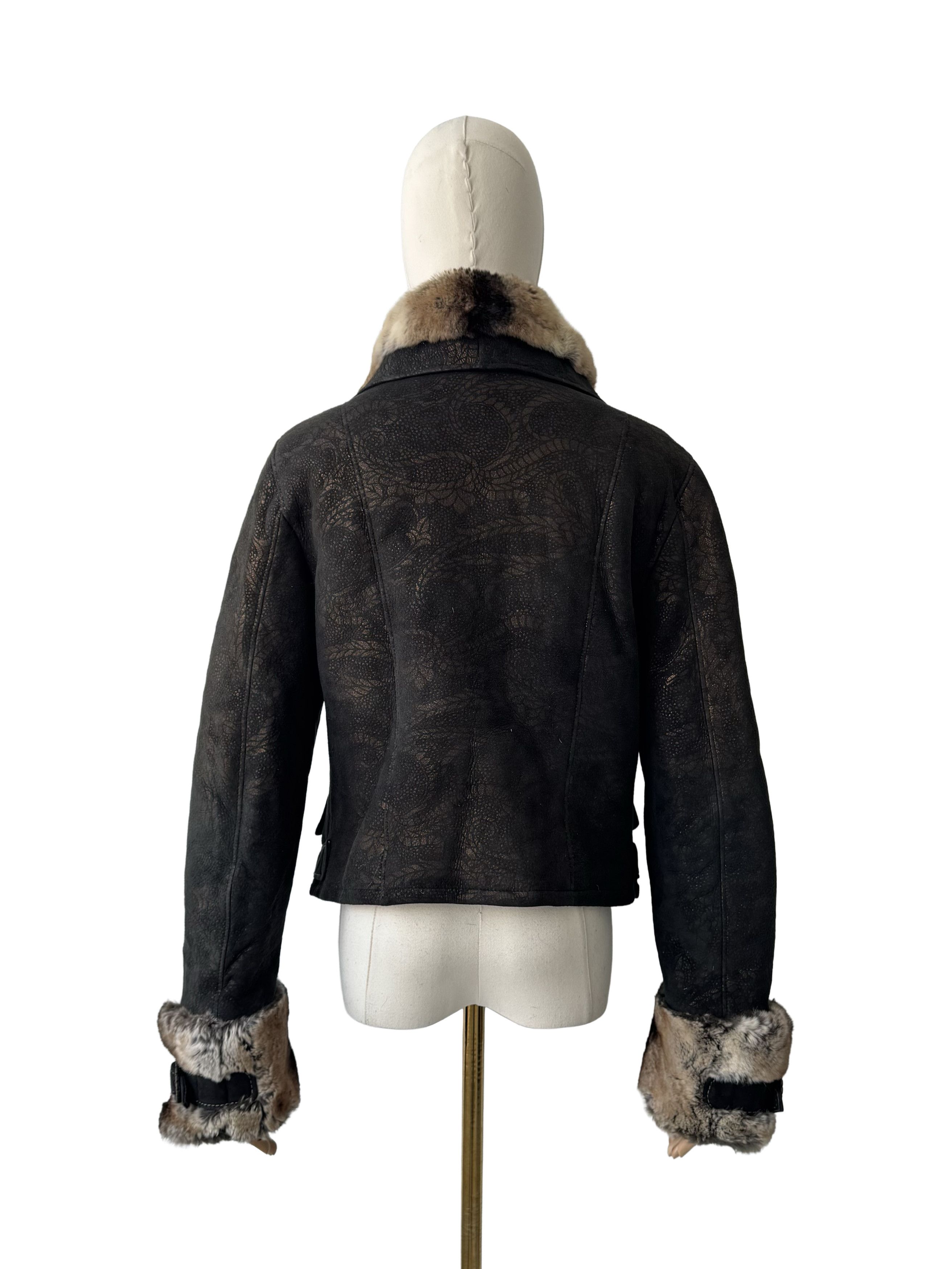 Vintage Vintage Real Sheepskin Cropped Jacket With Straps Size L / US 10 / IT 46 - 4 Thumbnail
