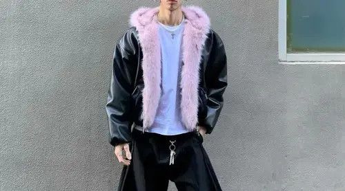 Other Mitsui x Matsu Black Faux Leather Jacket with Pink Fur Trim Size US M / EU 48-50 / 2 - 8 Thumbnail