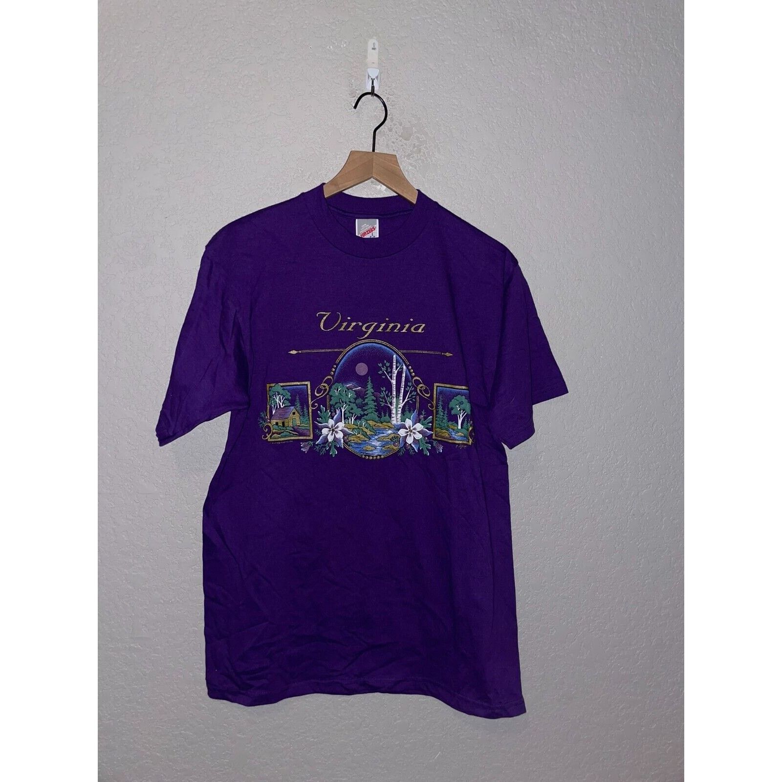 Jerzees Vintage Virginia Shirt Mountains Purple Tee VTG 90s Large Size US L / EU 52-54 / 3 - 1 Thumbnail