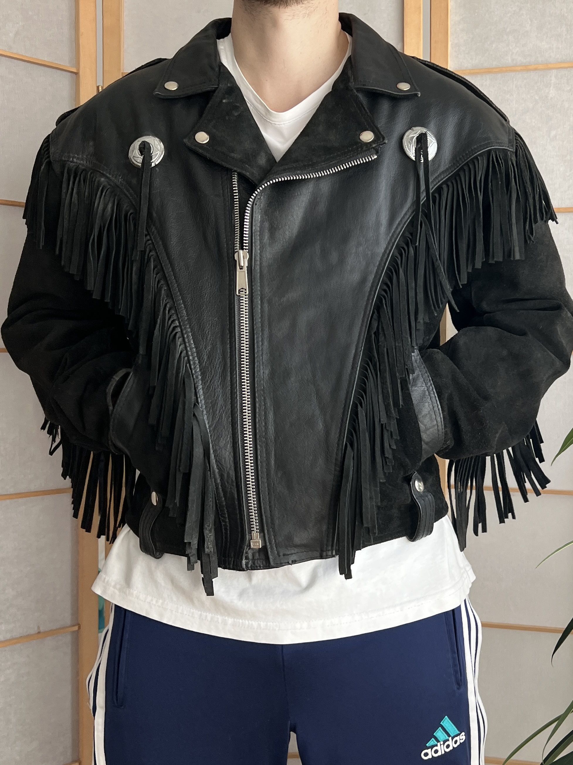 Other CRAZY Cowboy core vintage 90s cropped leather jacket bomber Size US L / EU 52-54 / 3 - 1 Thumbnail