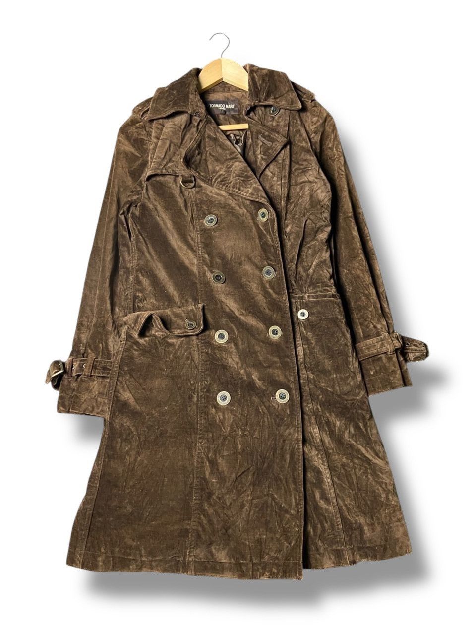 Tornado Mart Tornado Mart Double Breasted Velvet Long Coat (168) Size S / US 4 / IT 40 - 1 Thumbnail