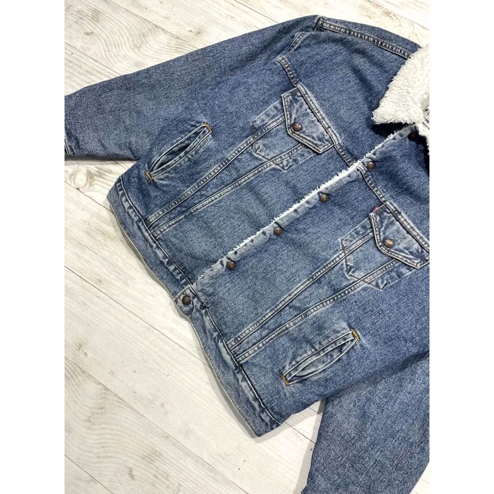 Levi's VINTAGE Levi's Jacket Adult XL Blue Denim Sherpa Lined Made In USA 1992 Y2K Men Size US XL / EU 56 / 4 - 5 Thumbnail