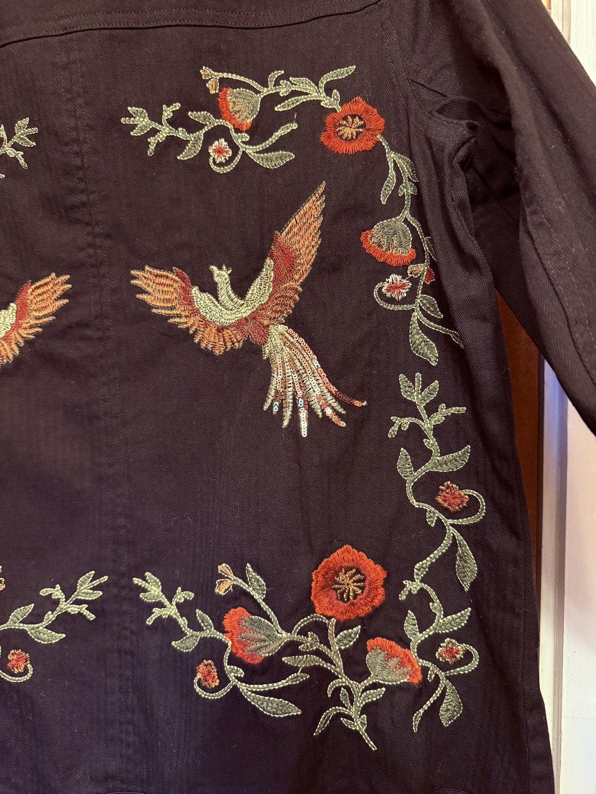 Other Colleen Lopez Black Beaded Embroidered Military Denim Jacket Size M / US 6-8 / IT 42-44 - 8 Thumbnail