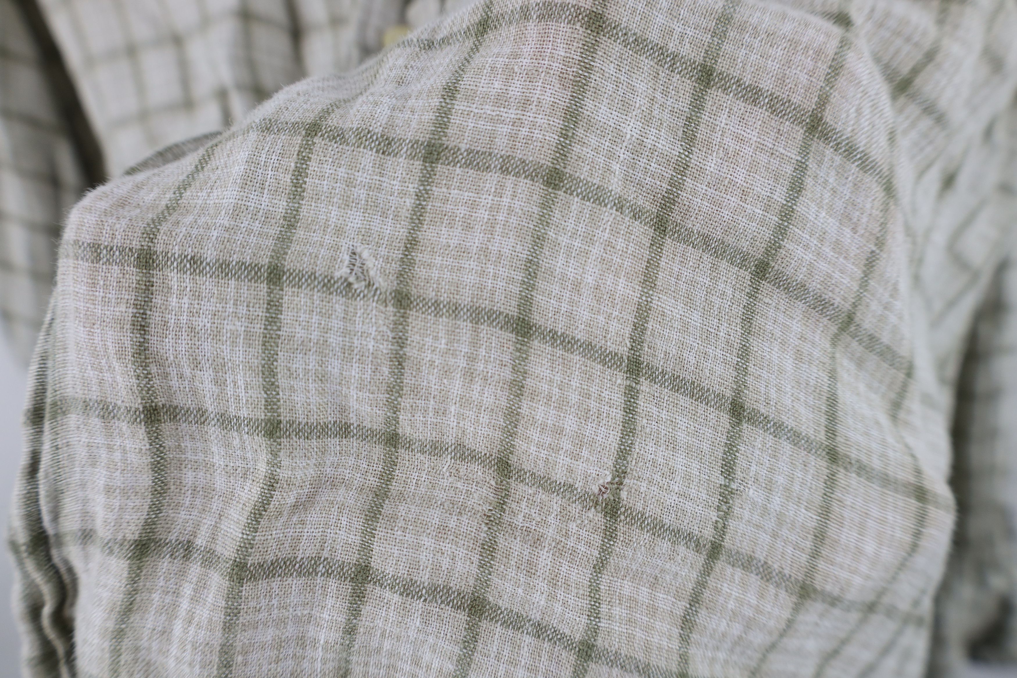 J.Crew Vintage J Crew Linen Collared Button Shirt Green Plaid Size US XL / EU 56 / 4 - 5 Thumbnail