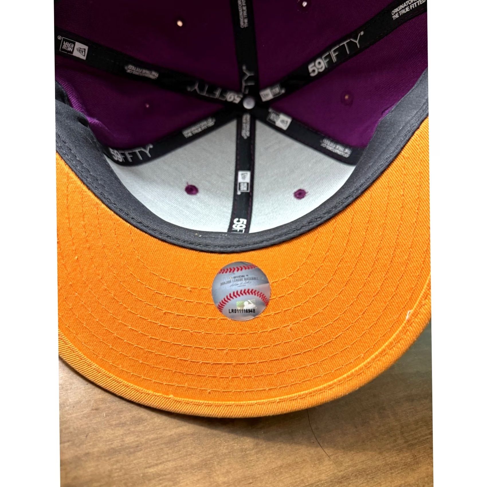 New Era New Era 59FIFTY Hat Mens 7 7/8 Purple Orange New York Yankees Fitted MLB Cap Size ONE SIZE - 5 Thumbnail