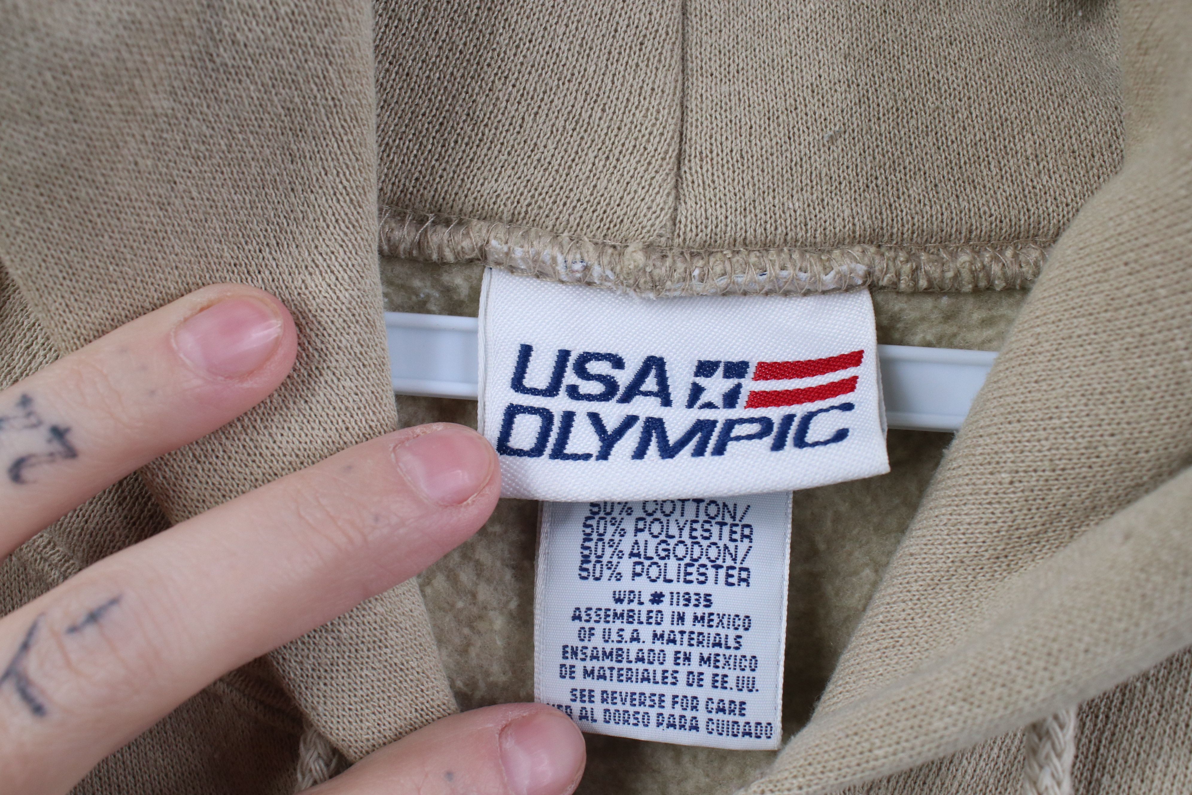 Vintage Vintage 90s USA Olympics Hoodie Sweatshirt Oatmeal Brown Size US L / EU 52-54 / 3 - 9 Thumbnail