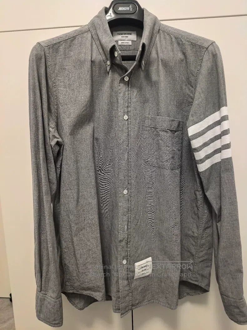 Thom Browne Thom Browne Grey Cotton Long-sleeve Shirt Size US L / EU 52-54 / 3 - 1 Thumbnail