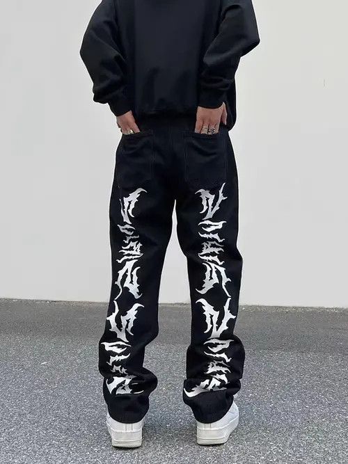 Designer × Vintage High Street Straight Loose Gothic y2k Jeans Trousers Size US 32 / EU 48 - 3 Thumbnail