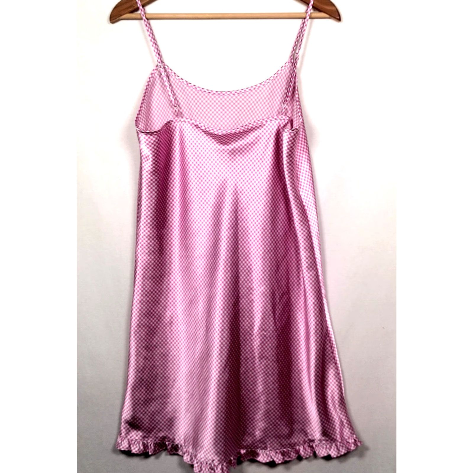Vintage VINTAGE Jacklyn Smith Nightgown Sleeveless Large Purple White Gingham Check Plaid Satin Polyester Chemise Intimate Size ONE SIZE - 2 Thumbnail