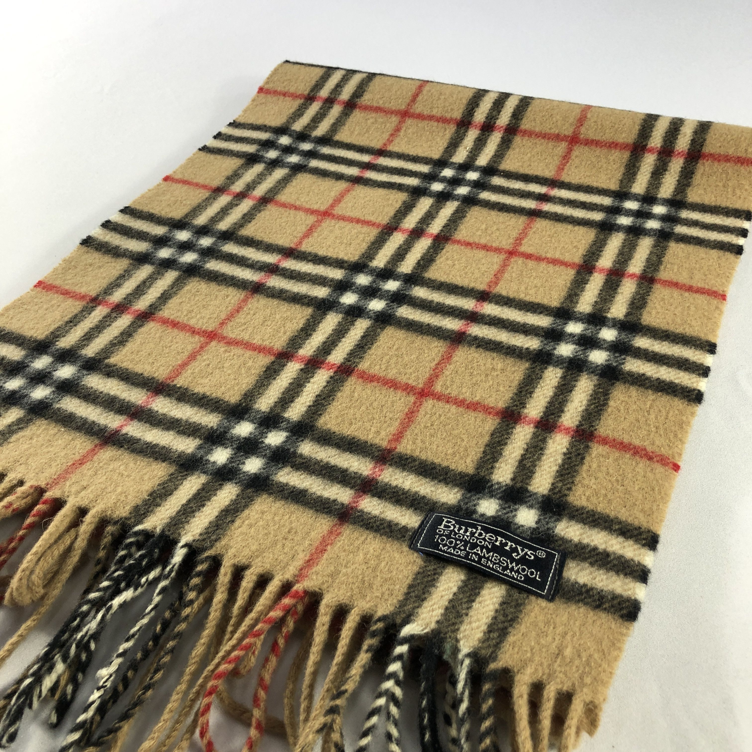 Burberrys Nova Check Tan Wool Scarf Muffler V2840