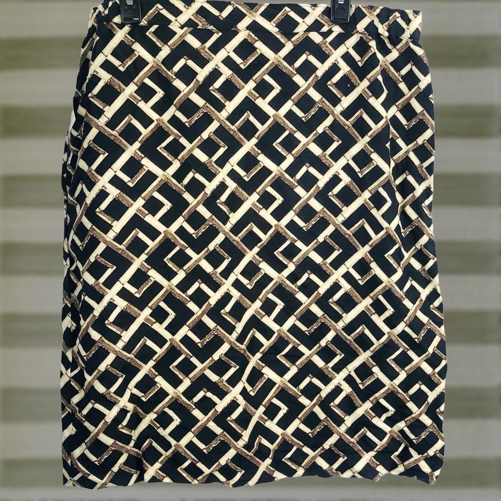 Vintage VINTAGE Jaclyn Smith Skirt Women Geometric Linen Knee Length XL Blk/Tan 90s Retro Grunge Shirt? Size 40" / US 18 - 1 Thumbnail