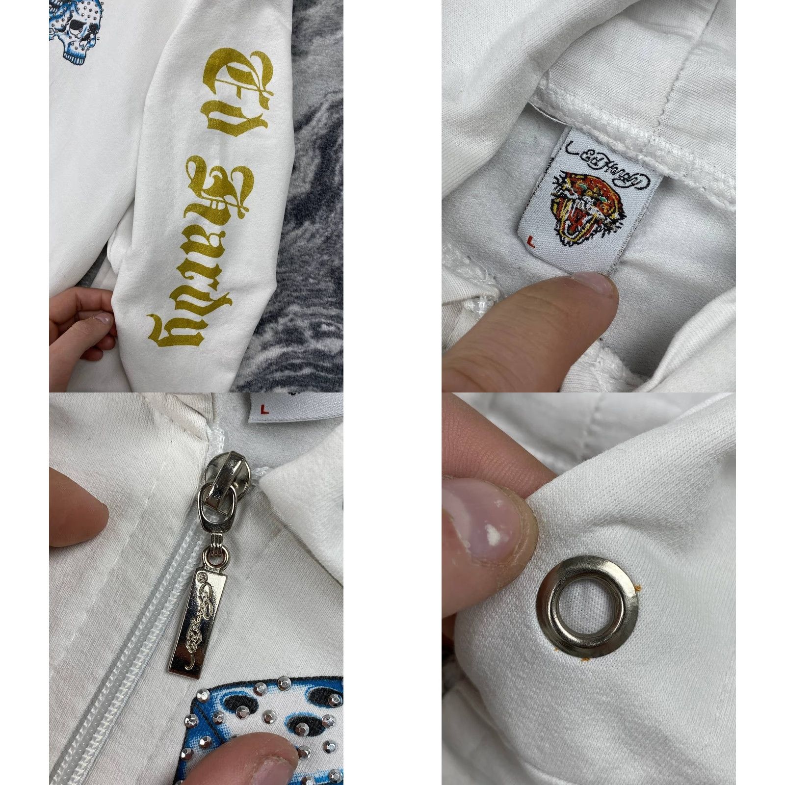 Ed Hardy VINTAGE Ed Hardy By Christian Audigier Hoodie Full Zip Logo Men L White Size US L / EU 52-54 / 3 - 8 Thumbnail
