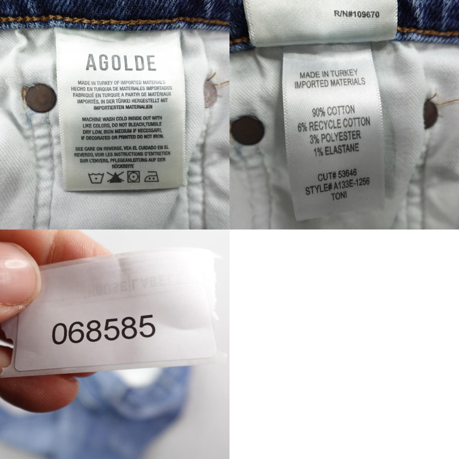 Agolde AGOLDE Jeans Womens 28 Blue Denim Toni Mid Rise Skinny Fit Distressed Stretch Jeans Size 28" / US 6 / IT 42 - 9 Thumbnail