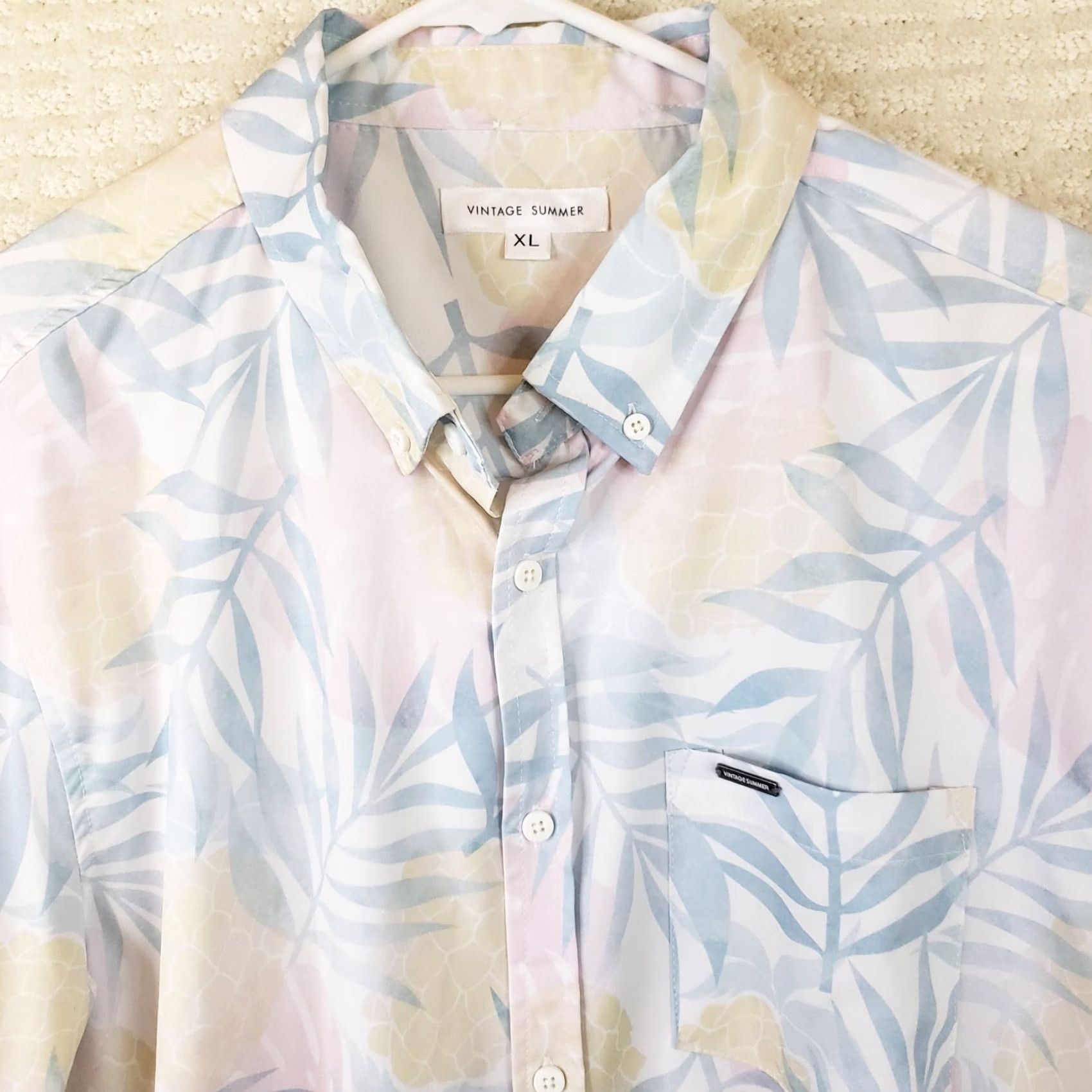 Vintage VINTAGE Hawaiian Shirt Mens XL Blue Floral Beachy Camp Tiki Enow Poly Spandex Shirt (Vintage Summer) Size US XL / EU 56 / 4 - 3 Thumbnail