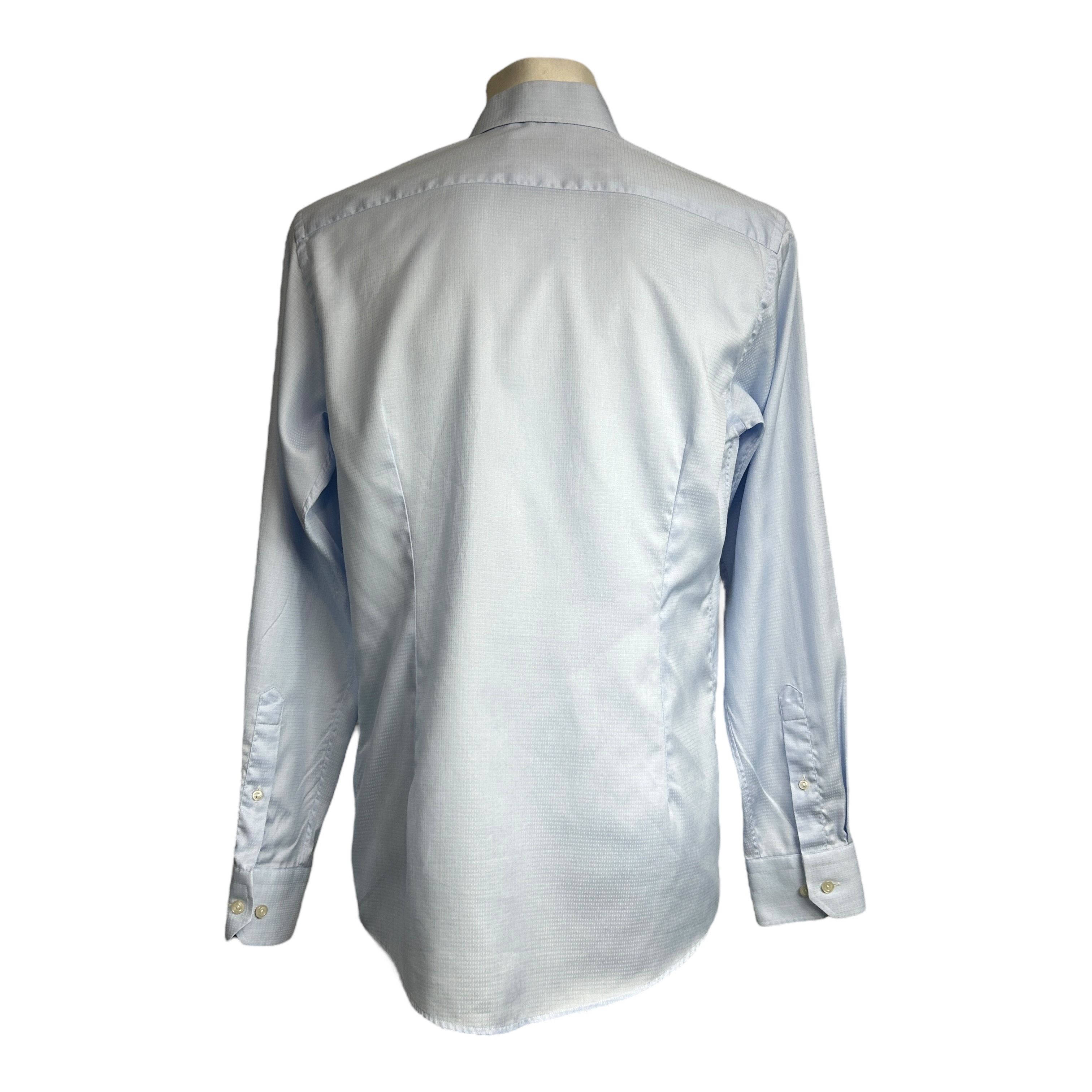 Eton Eton Dobby Blue Slim Fit Cotton Lyocell Shirt 15.5 39 Size US M / EU 48-50 / 2 - 2 Thumbnail