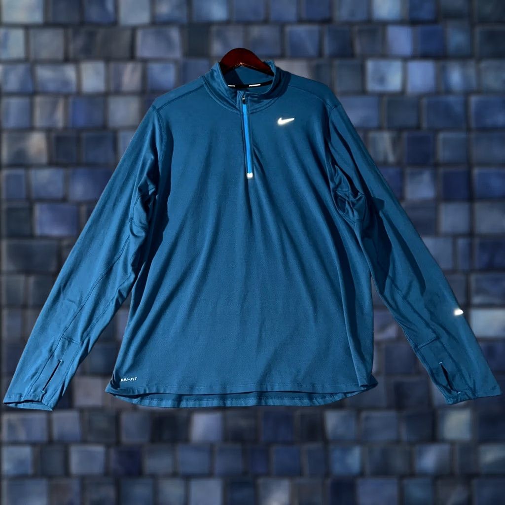 Nike Nike Running Pullover XL 1/4 Zip Blue Long Sleeve Sports Top Mens Regular Size Large Size US XL / EU 56 / 4 - 1 Thumbnail