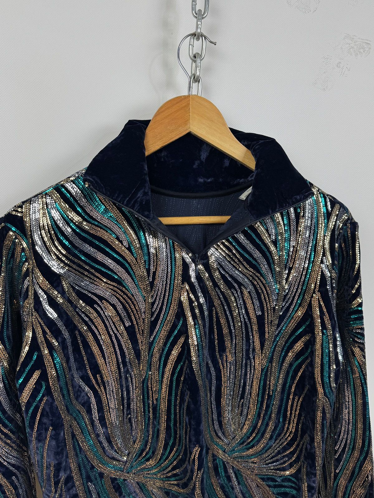 Dries Van Noten Dries Van Noten Sequin Velvet High Neck Top Size M / US 6-8 / IT 42-44 - 21 Thumbnail