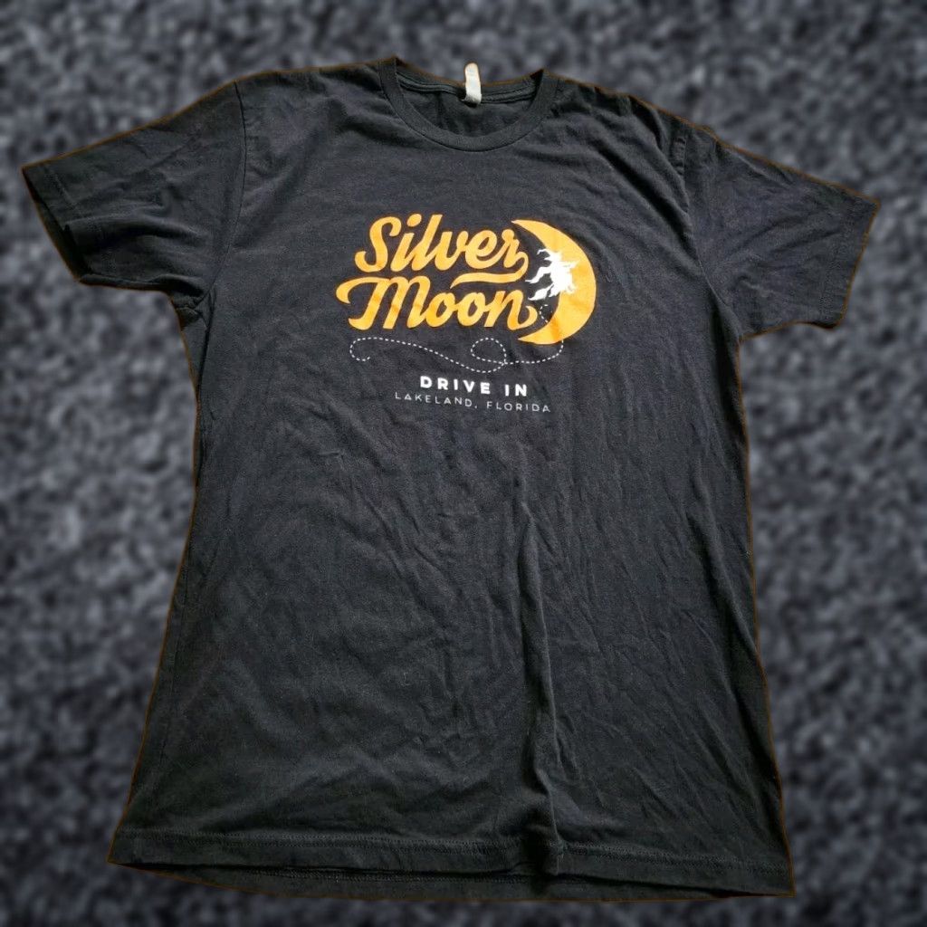 Next Level WOMENS Next Level Black Solid Crew Neck T-Shirt L Silver Moon Drive-In Movie Theater Lakeland FL Size L / US 10 / IT 46 - 1 Thumbnail