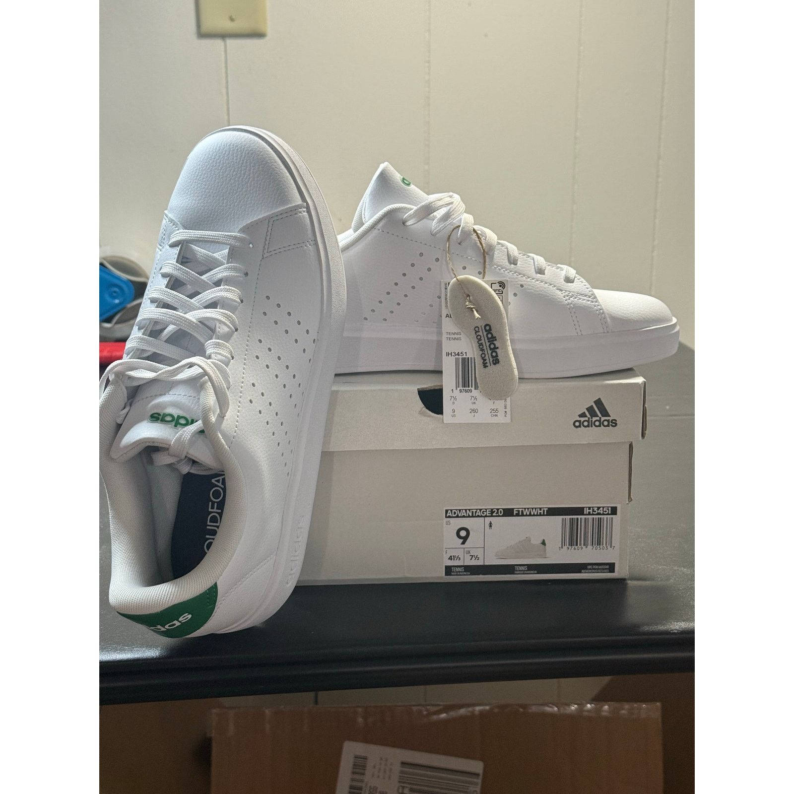 Adidas Adidas Advantage 2.0 - Wht/Green - Size 9M - IH3451 Size US 9 / EU 42 - 1 Thumbnail