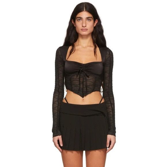 Guizio NEW SSENSE GUIZIO Swirl Archangel Top in Black Top XXL Size XXL / US 16-18 / IT 52-54 - 1 Thumbnail