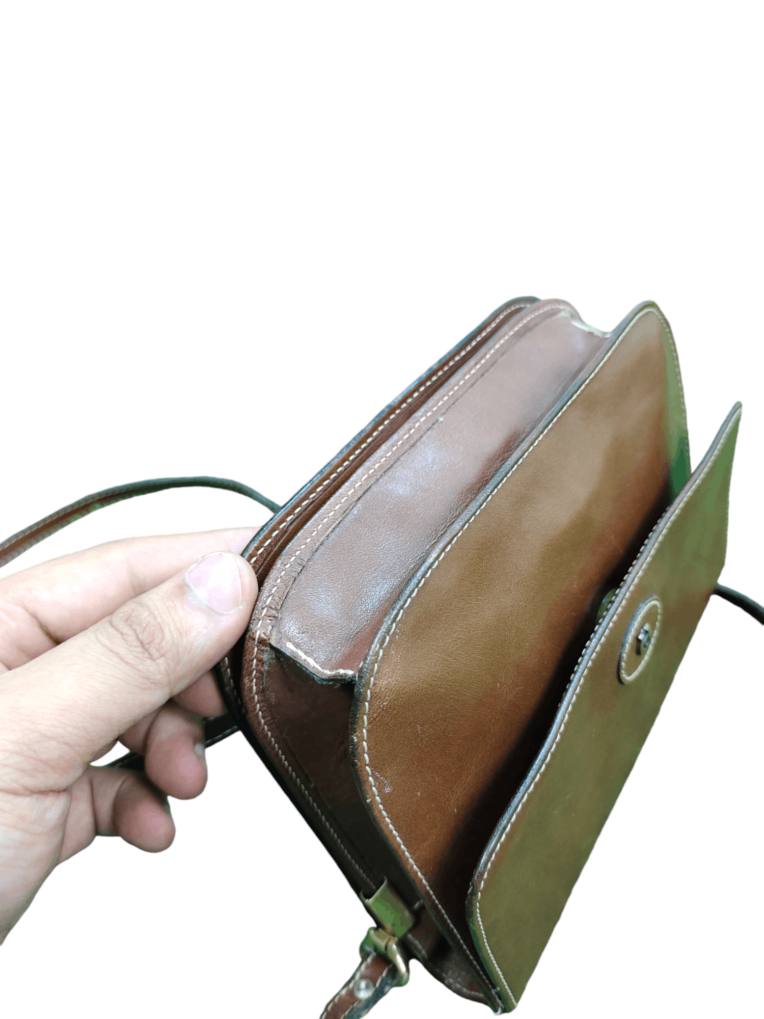 Aigner Vintage 80s Aigner Patina Leather Sling Shoulder Bag Size ONE SIZE - 11 Thumbnail