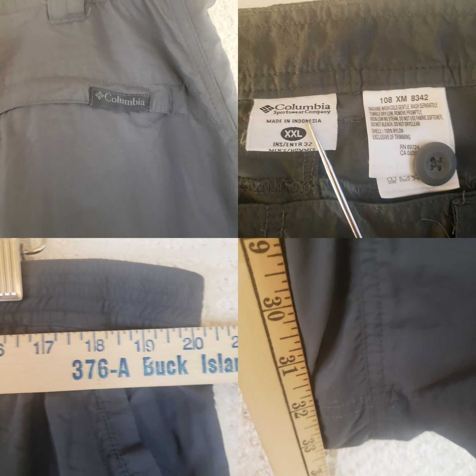 Vintage Columbia Pants Mens 2XLx32 Gray Silver Ridge Utility Convertible Omni Wick 40-42 Size US 39 - 9 Thumbnail
