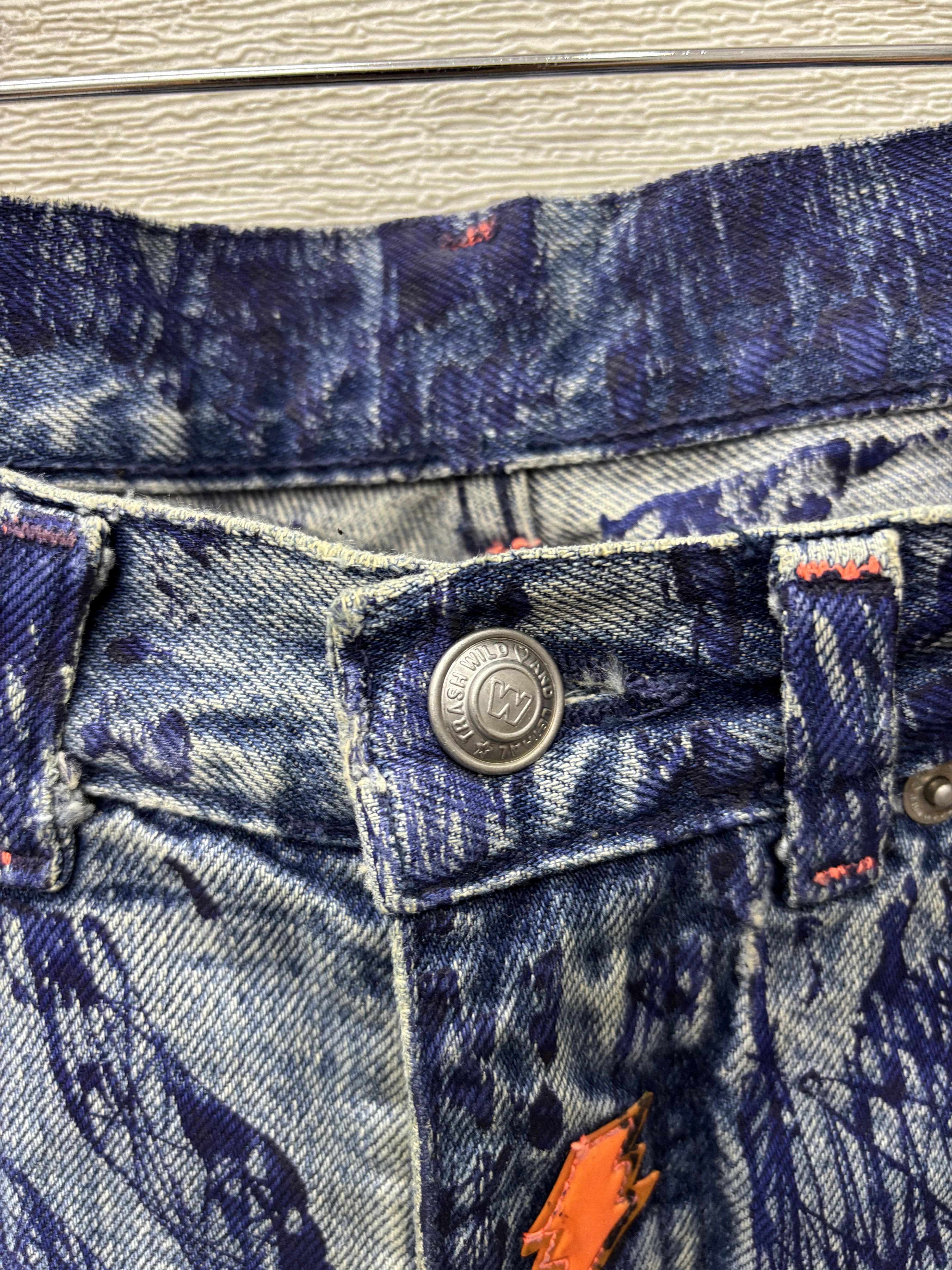 Walter Van Beirendonck W&LT⚡️Pen Graffiti Archive Flared Jeans Distressed Denim Size US 30 / EU 46 - 3 Thumbnail
