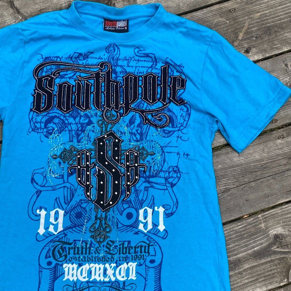 Southpole Vintage Y2K South pole Jeans Embroidered T Shirt Medium Size M / US 6-8 / IT 42-44 - 1 Thumbnail