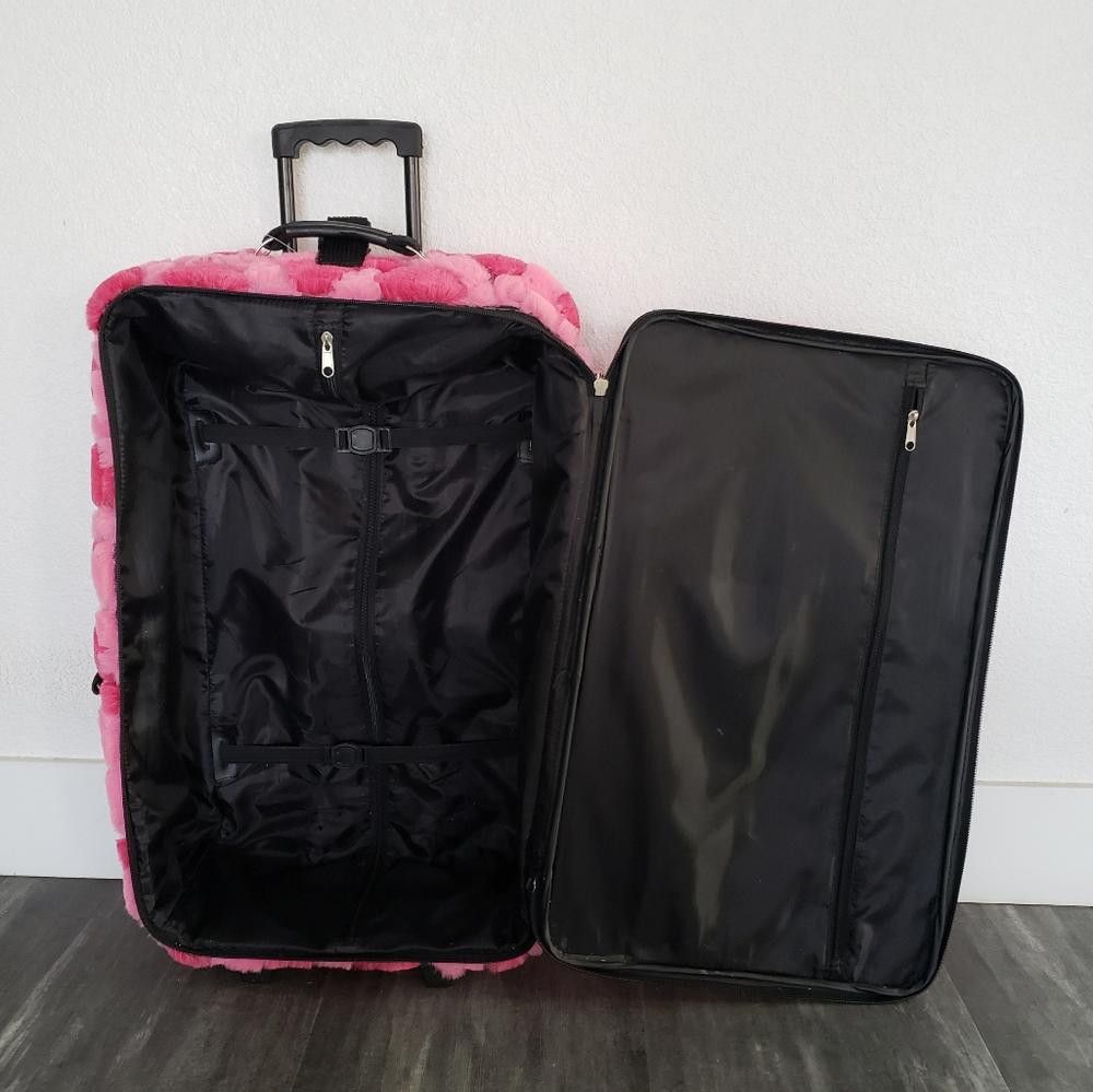 Designer Pink Faith Knight Faux Fur Poofball Luggage Size ONE SIZE - 4 Thumbnail