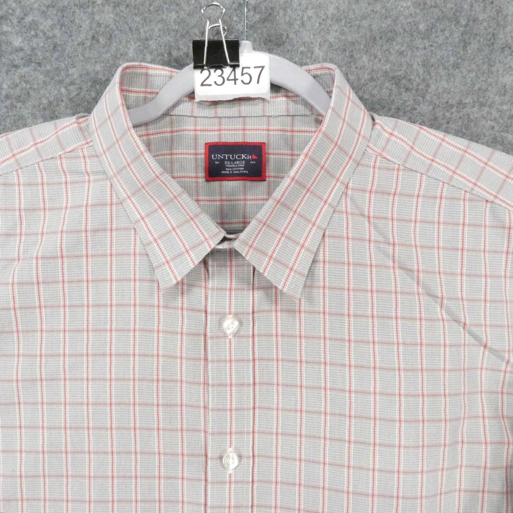 UNTUCKit UNTUCKit Shirt Mens 2XL Long Sleeve Button-Up Gray Plaid Size US XXL / EU 58 / 5 - 2 Thumbnail