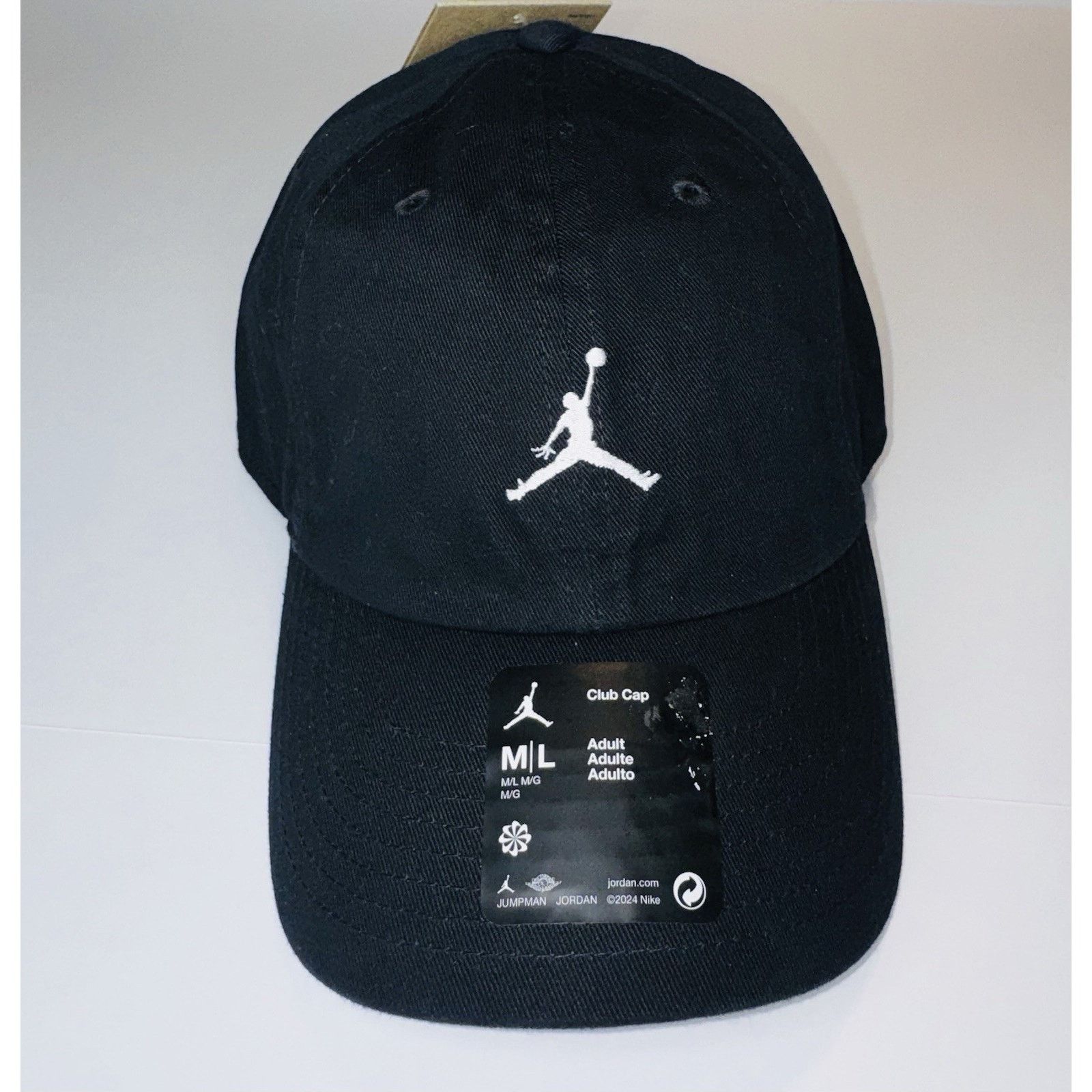 Nike Jordan Club Cap Black White Jumpman Adjustable Hat M/L NWT Size ONE SIZE - 4 Thumbnail