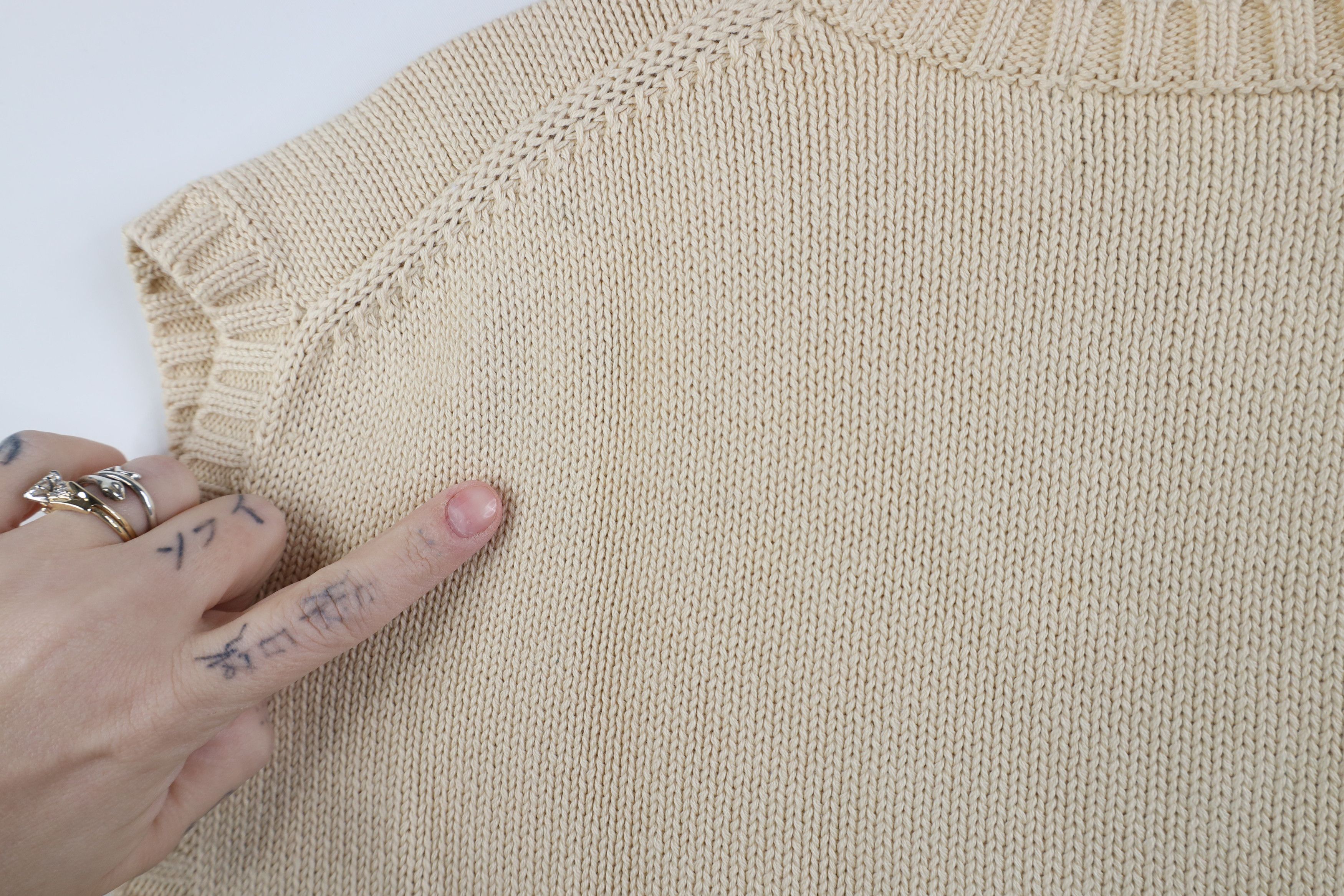 Lands' End Vintage 90s Lands End Cotton Knit V-Neck Sweater Vest Beige Size US XL / EU 56 / 4 - 6 Thumbnail