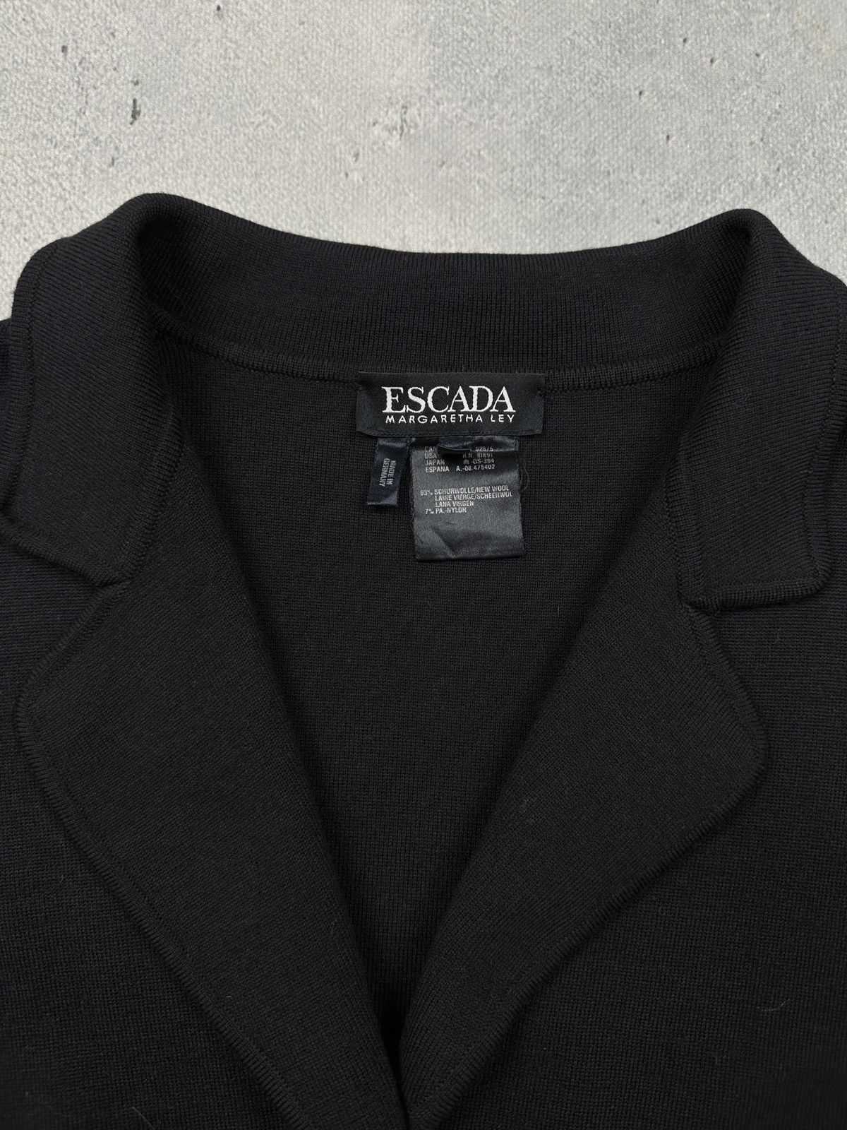 Escada Vintage Escada Margaretha Ley Black Wool Blazer Cardigan 80s Size L / US 10 / IT 46 - 11 Thumbnail