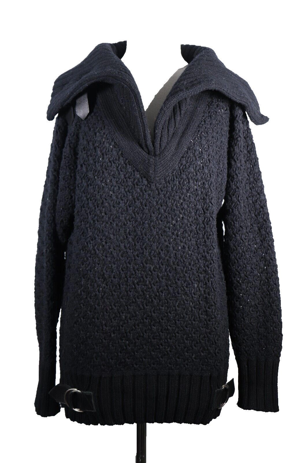 Chloe Chloé Women Small Black Chunky Knit Buckle Wool Knit Sweater Size S / US 4 / IT 40 - 8 Thumbnail