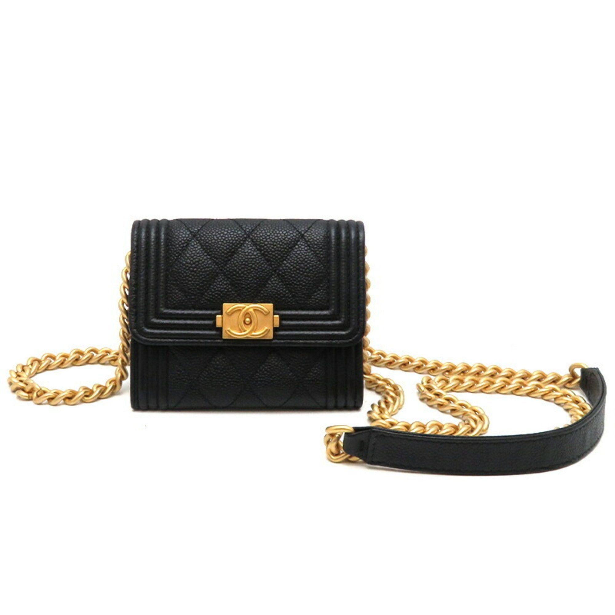image of Chanel Boy Chain Women's Ap2206 Caviar Skin Black X