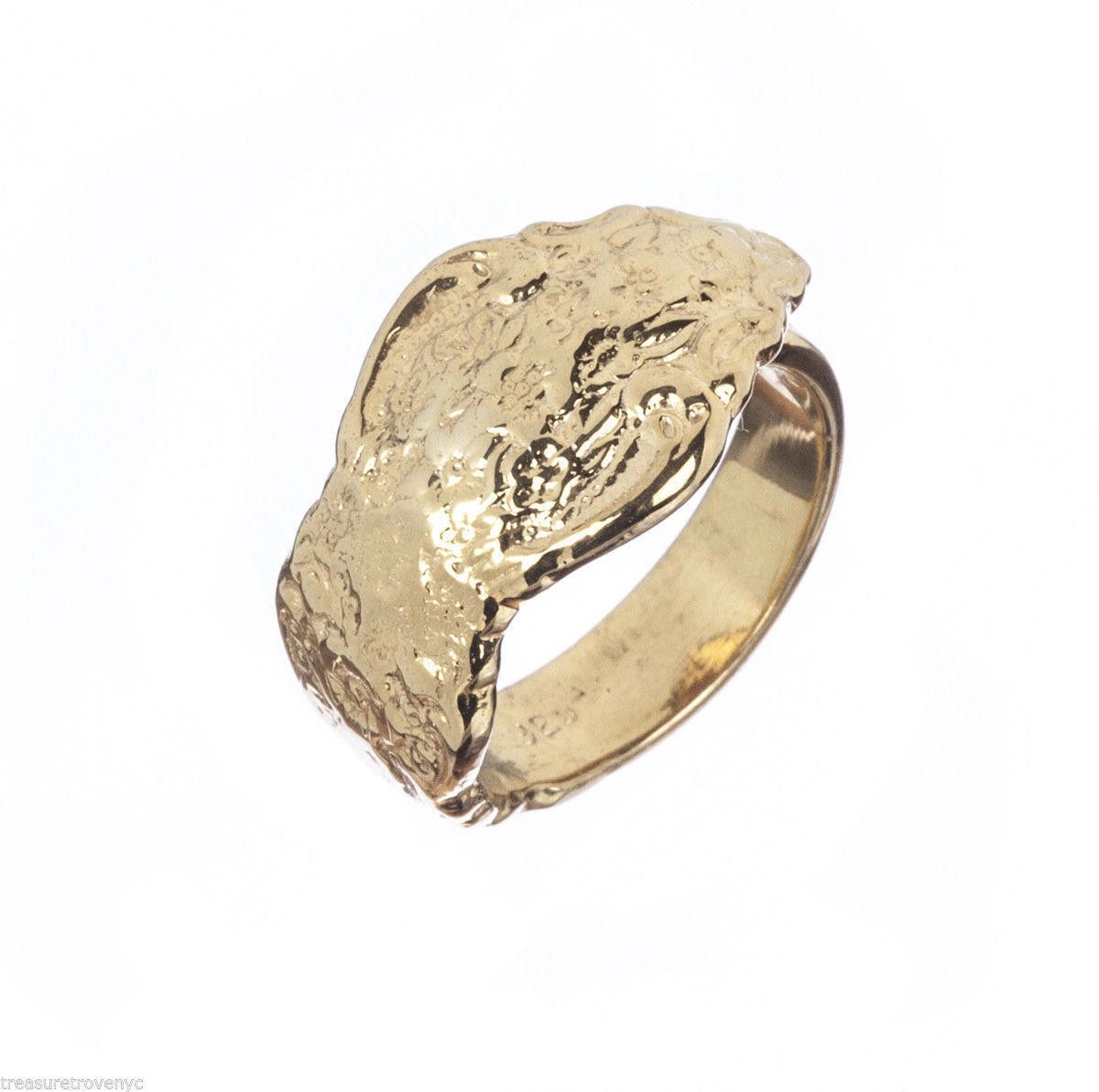 Designer 18 kt Gold Vermeil Sterling Silver Ornate Spoon Silver Ring Size ONE SIZE - 2 Thumbnail