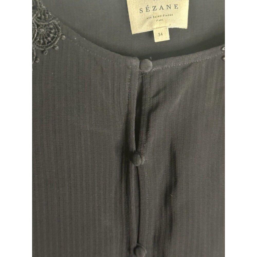 Sezane Sezane Women's IT 34 US 4 Black Clem Button Front Long Slee Size S / US 4 / IT 40 - 6 Thumbnail
