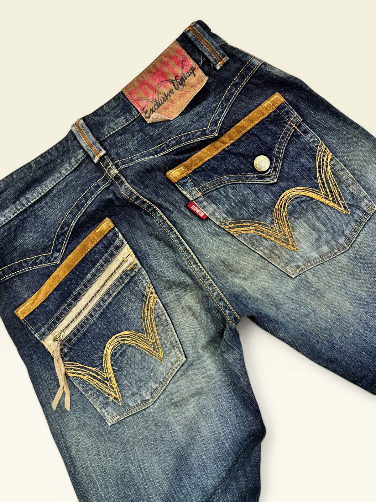 Edwin Vtg Japan Grunge Edwin XV Whisker Fade Distress Jeans Size US 33 - 7 Thumbnail